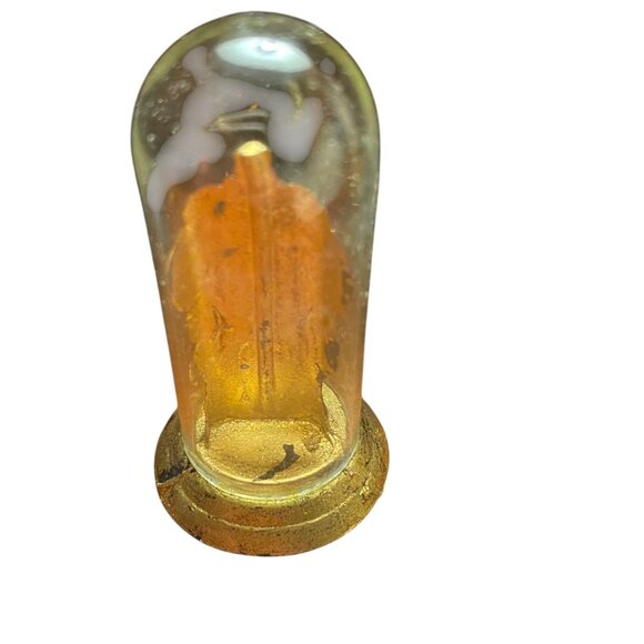 Miniature Dollhouse Accessories Gold Clock +Glass Dome pottery fireplace tools - Picture 4 of 10